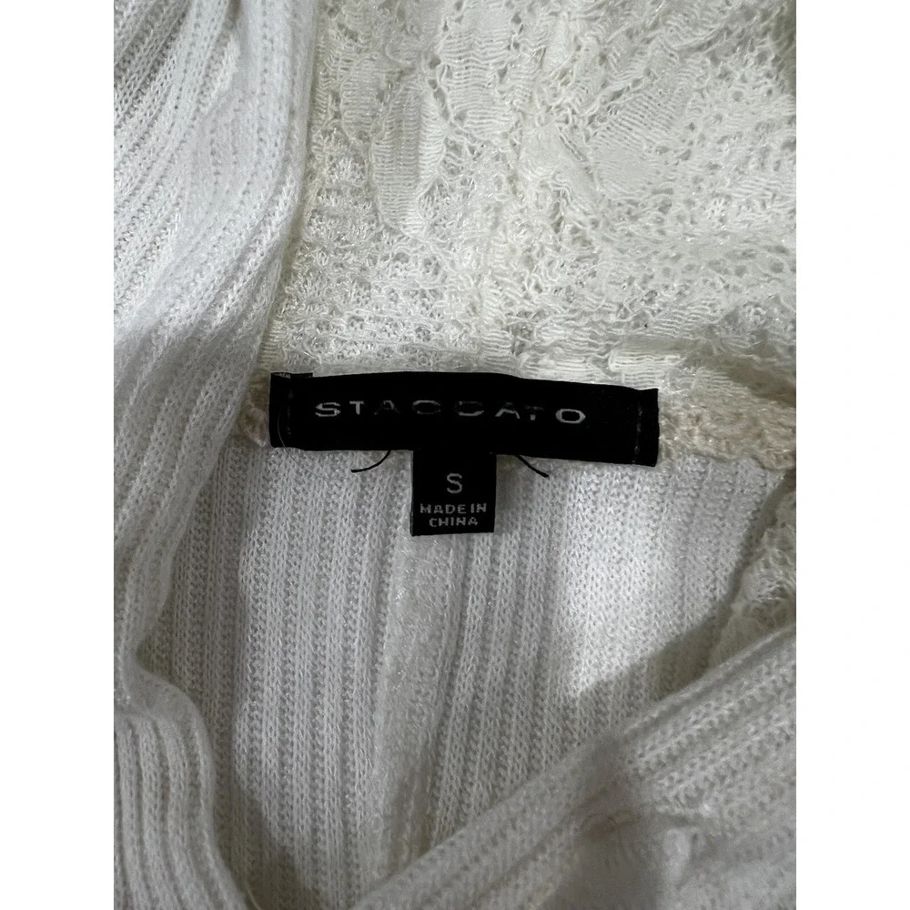Staccato Womens Ribbed LS  'Lace Lined Hood'  with Hem Trim  Top Size Small